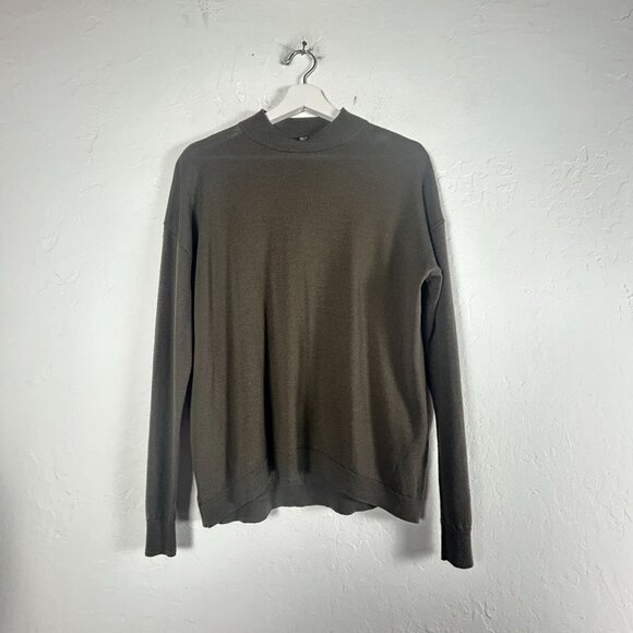 Uniqlo Women's Wool Mock Neck Sweater Olive Green Medium Pullover Long Sleeve - Picture 1 of 8